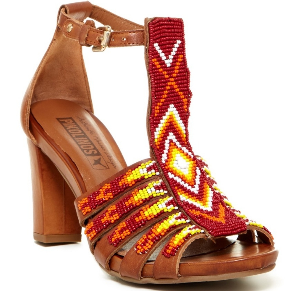 Pikolinos Roses Beaded T-Strap Sandals Maasai